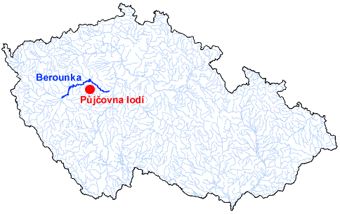 Řeka Berounka a půjčovna lodí Zdice - mapa